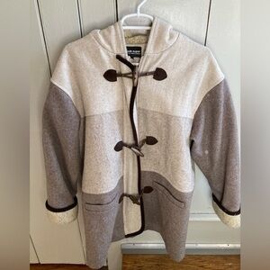 La Mode Super Wool Toggle Coat Size 8 Made In Canada Tan Taupe Colorbloc…